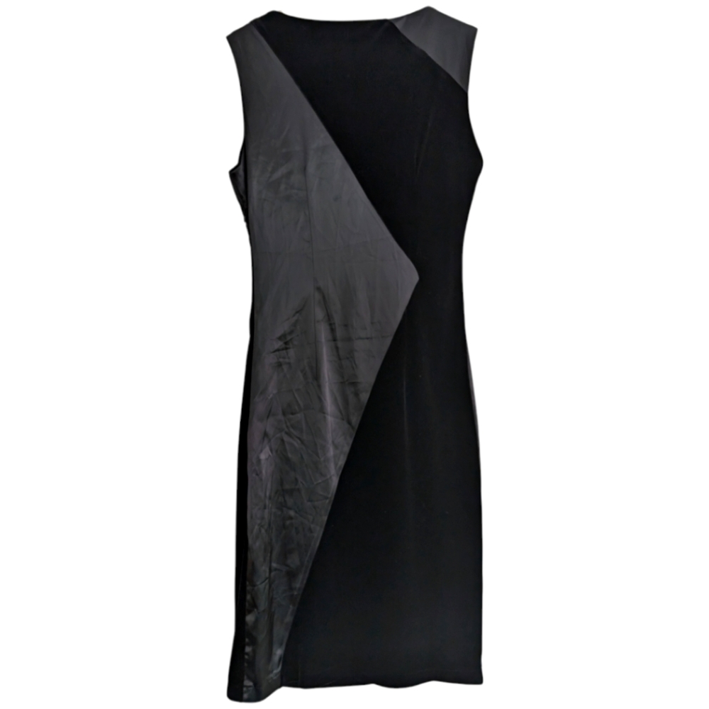 Elif Erturk Black Velvet Satin Spliced sleek  Pencil Dress Size S